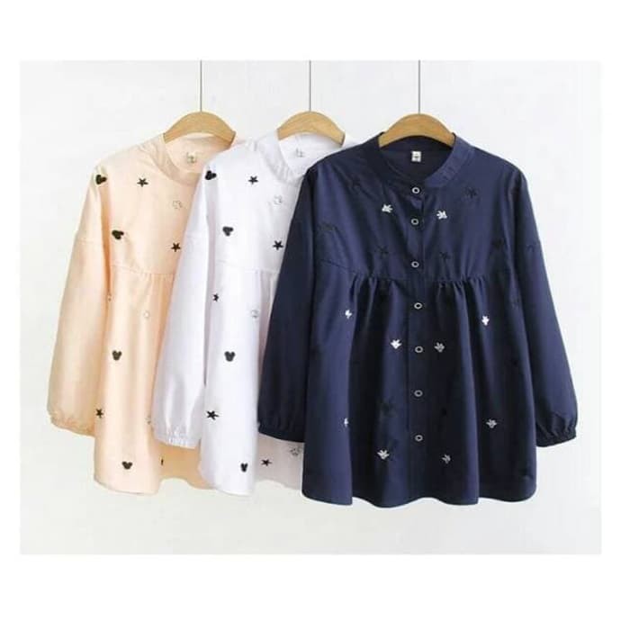 Kemeja Wanita Hem Babol/ Kemeja Cewek/ Kemeja Babol - Putih