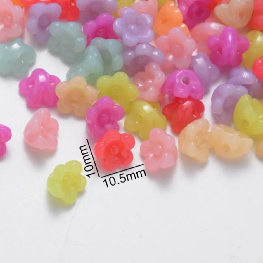 ISI 40PC MANIK MOTE AKRILIK JELLY BUNGA 10MM BAHAN KERAJINAN TANGAN DIY CRAFT