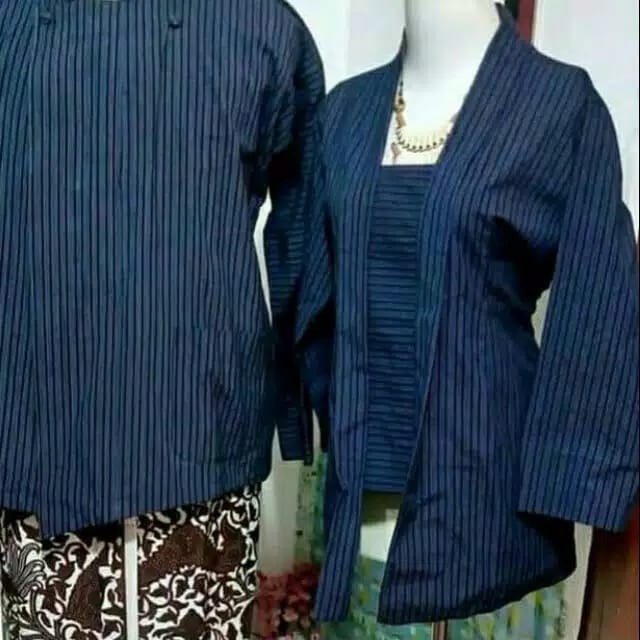 Baju Couple Surjan Kebaya Lurik Biru Baju Lurik Adat Jawa Jogja Solo Kebaya Lurik Surjan Lurik 3523