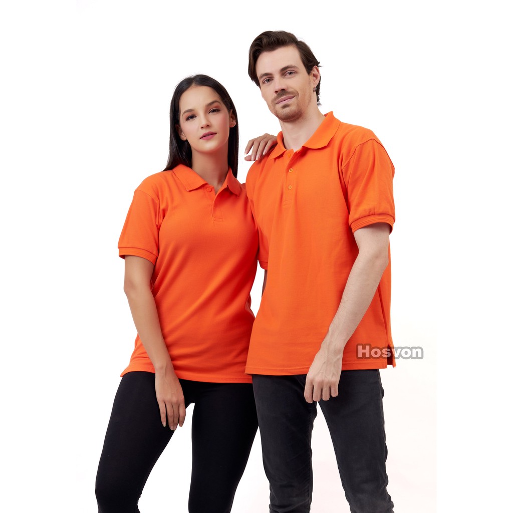 ORANGE Hosvon Kaos Kerah Wangki COTTON 100% Size S-XXL ( PRIA &amp; WANITA )