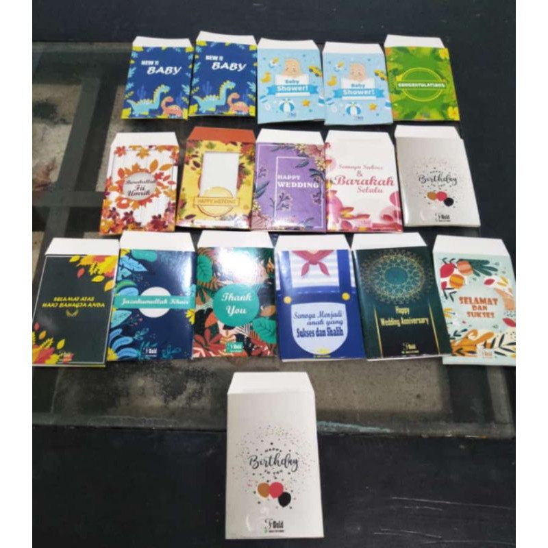

amplop mini gold/amplop antam/ amplop costum/12 pcs/satuan(rp 1.500)