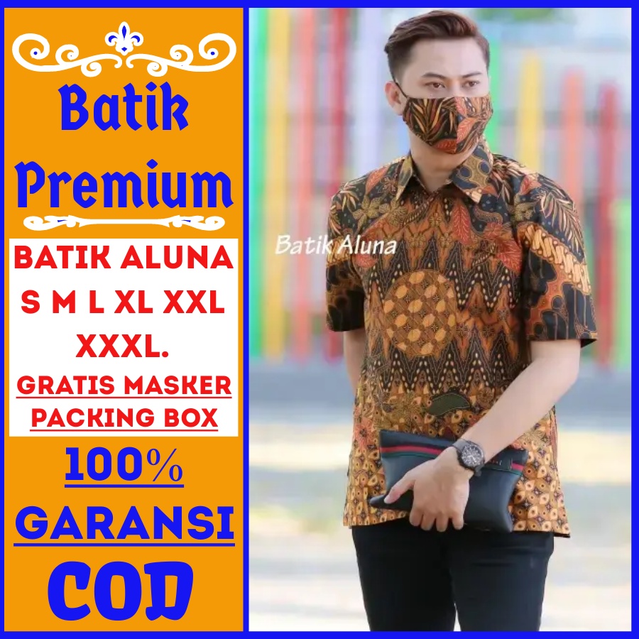 Baju batik kondangan pria lengan pendek prabuseno aluna premium kemeja lamaran pns guru ayah tulis t