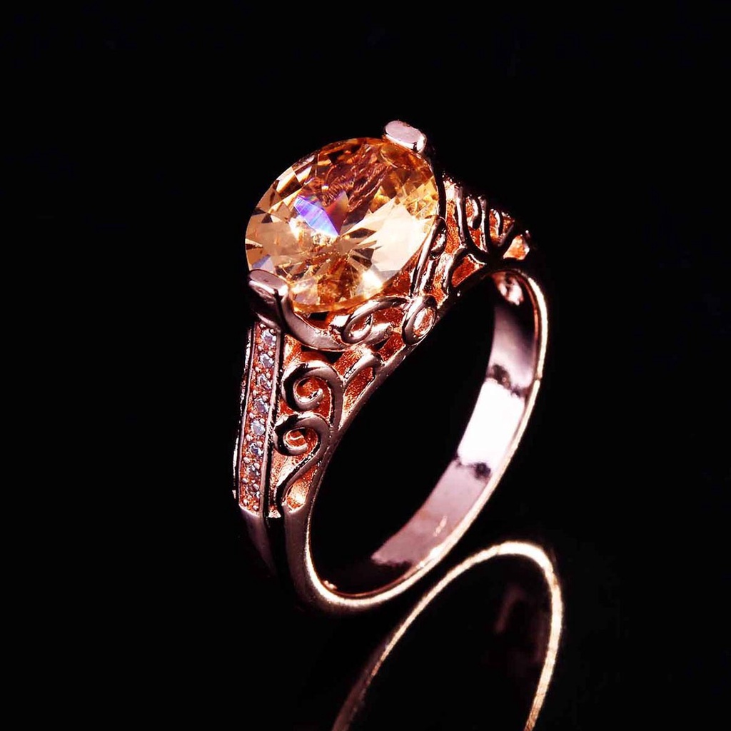 perak asli 925 cincin Wanita Kreatif berongga rose gold Gemstone Perhiasan