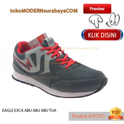 EAGLE EXCA ABU-ABU ABU TUA sepatu pria running casual sneaker