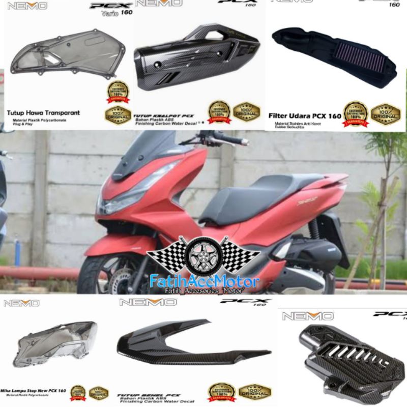 PAKET NEMO COVER TUTUP PCX 160 NEW CARBON COVER KNALPOT COVER HAWA PCX 160 RADIATOR TANGKI PAKET (COD)