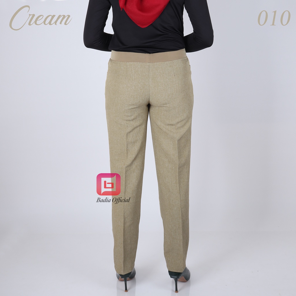 celana formal kantor kerja bahan semi wool korean gracella wanita pinggang karet jumbo premium