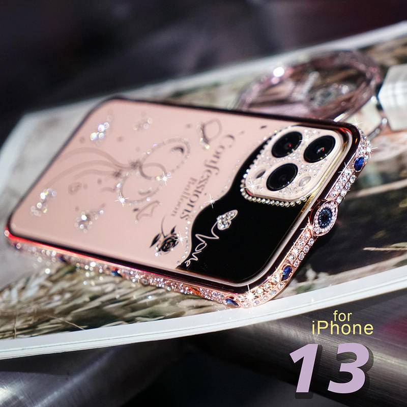 Case Bumper Metal Hias Kristal Berlian Imitasi Glitter Untuk iPhone 13 12 11 Pro MAX X XS MAX XR 12 13 11