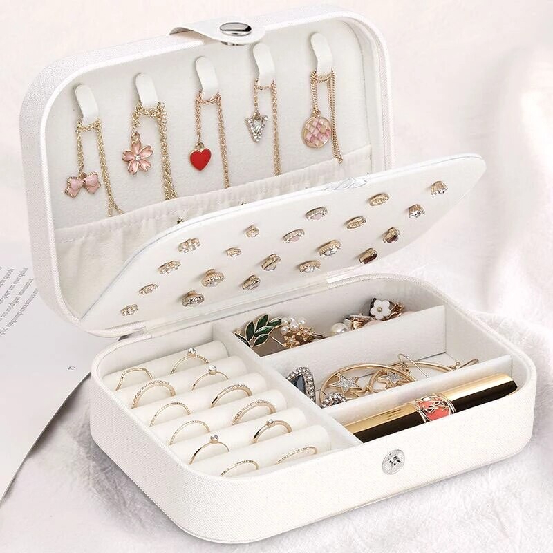 MLP Lebar Kotak Tempat Perhiasan Travel Jewelry Box Penyimpanan Anting Kalung Gelang Cincin Emas Portable Organizer Perhiasan