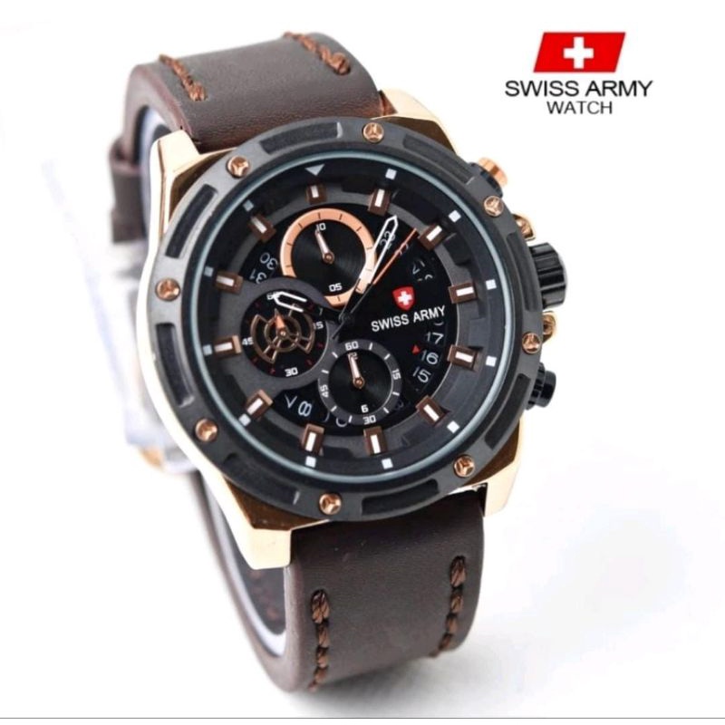 Jam Tangan Pria Fashion HB 8887 Terlaris Jam Tangan Kulit Sporty Chronograph Aktif Tanggal Aktif