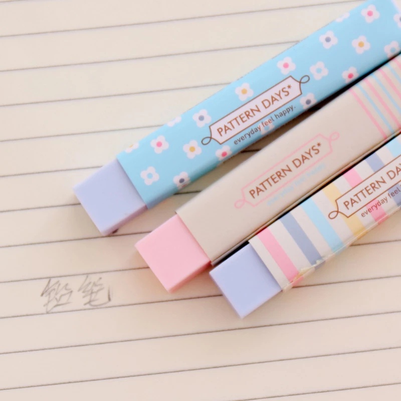 Penghapus Pensil Bahan Karet Warna Permen Motif Garis Untuk Stationery Sekolah / Kantor