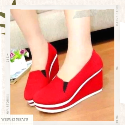 Sepatu Sandal Wanita Wedges Sendal Wanita Tinggi Wedges Modern Ala Korea Wedges Hitam