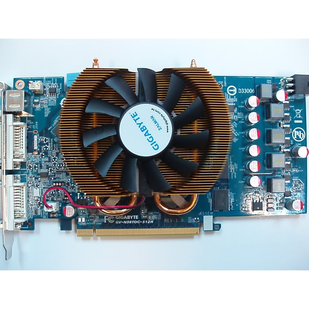 Vga card gaming Gigabyte nvidia gforce gt9800 512mb 256bit ddr3 6pin power  2nd bagus