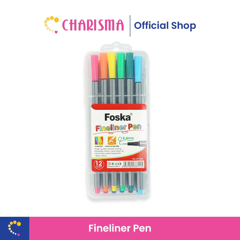 

Charisma Fineliner Pen Warna 0.4 mm - Penciltic 0.4 mm Foska Fineliner Set 12 Colors - Fineliner Sketch Hand lettering Drawing Pen