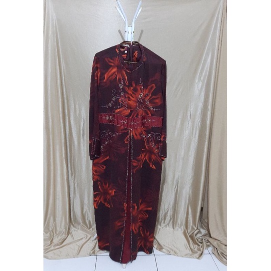 Prelove gamis mote warna  merah hati milik ibu