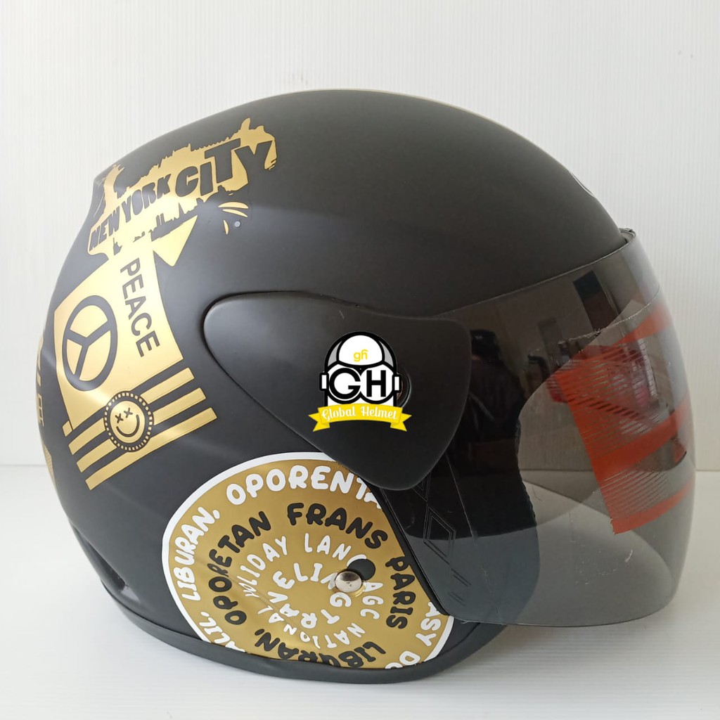 HELM EVOLUTION PARIS BLACK DOFF HALF FACE MURAH MODEL GM EVO