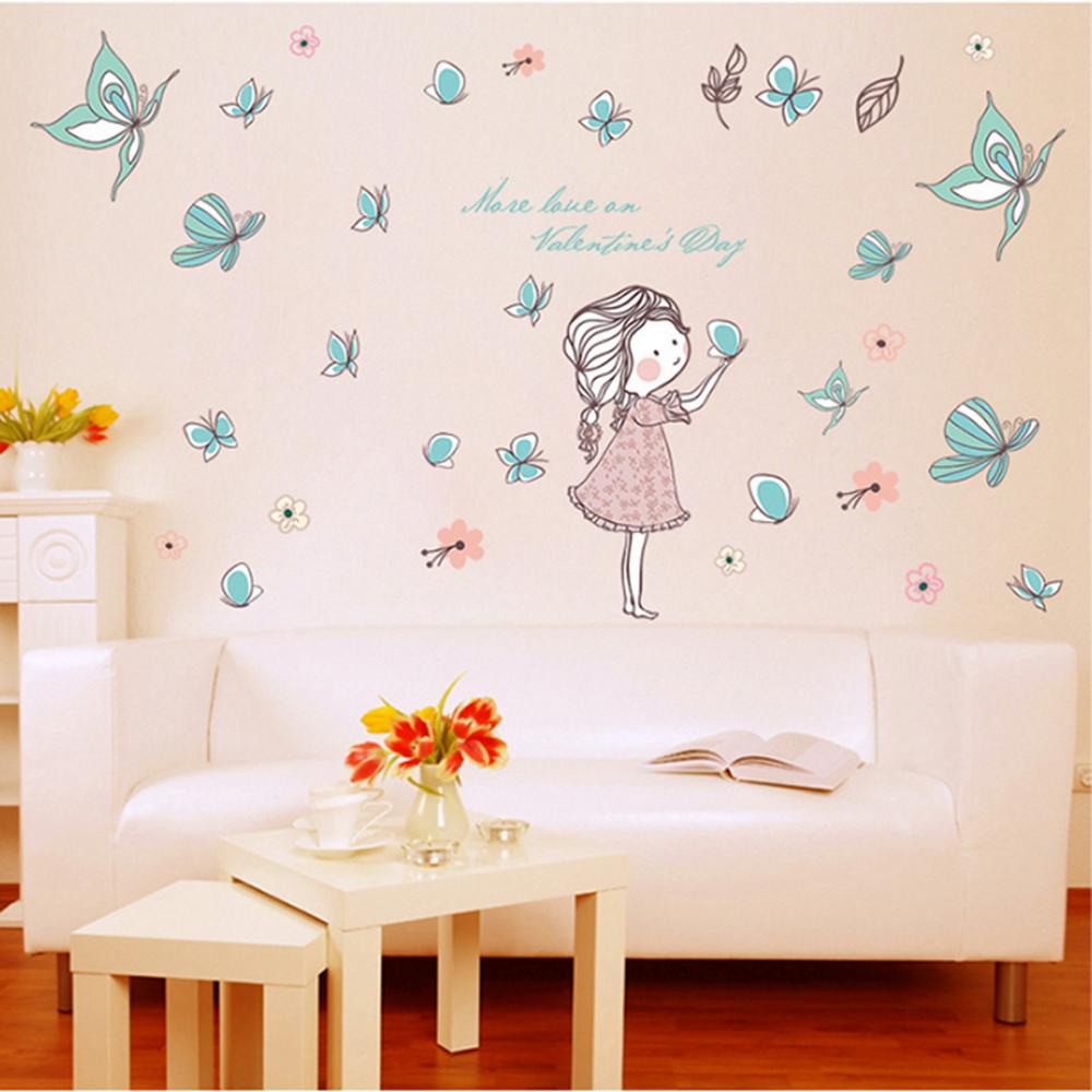 【 ELEGANT 】 Stiker Dinding Lucu Kupu-Kupu Terbang Tahan Air Untuk Kamar Tidur Kamar Cewek Removable Kamar Anak Art Mural