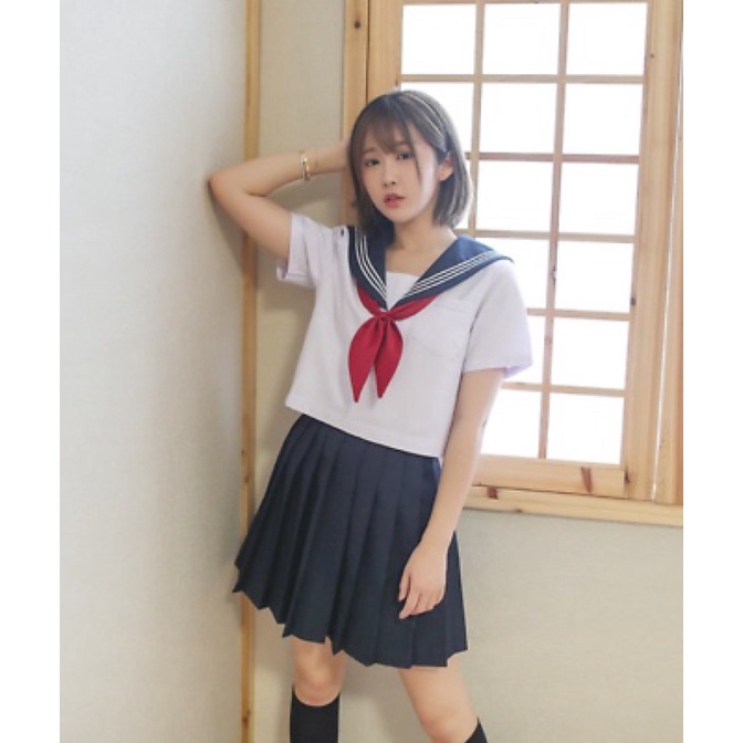 seifuku jepang Japanese School Uniform Skirt Sailor Outfit Costumes JK Uniform Suit Girls Pleated Skirt Anime Cosplay Schoolgirl Uniform Tops