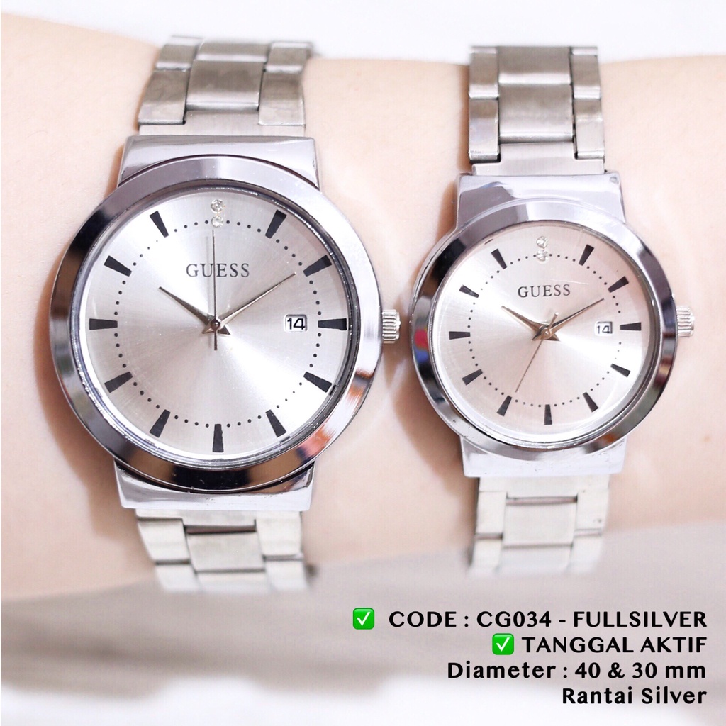 Jam tangan couple tanggal aktif guess rantai stainless grosir termurah CG030