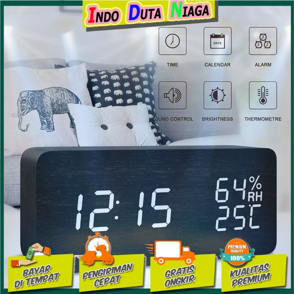 LUMINOVA Jam Meja Digital LED Clock Temperature Humidity Control -SQ70