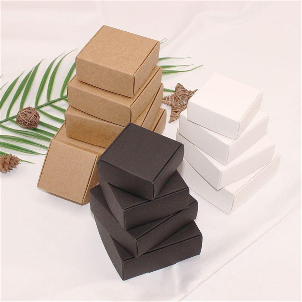 R-flower 10pcs Kraft Paper Box Kecil Perhiasan Hadiah Craft Candy Storage