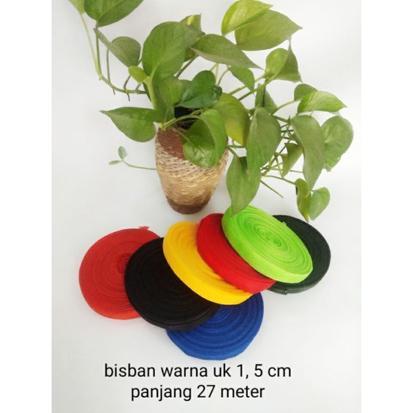 bisban warna webbing  tali plipit bisban ukuran 1, 5 cm 1 roll (panjang 27 meter)