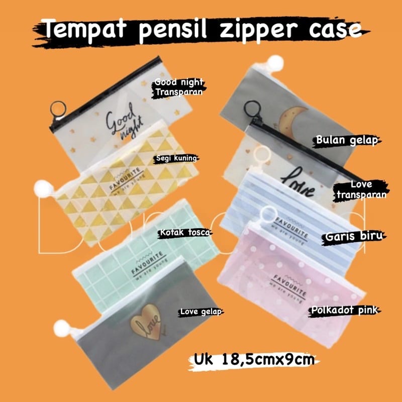 

Kotak Pensil Transparan Zip Tebal