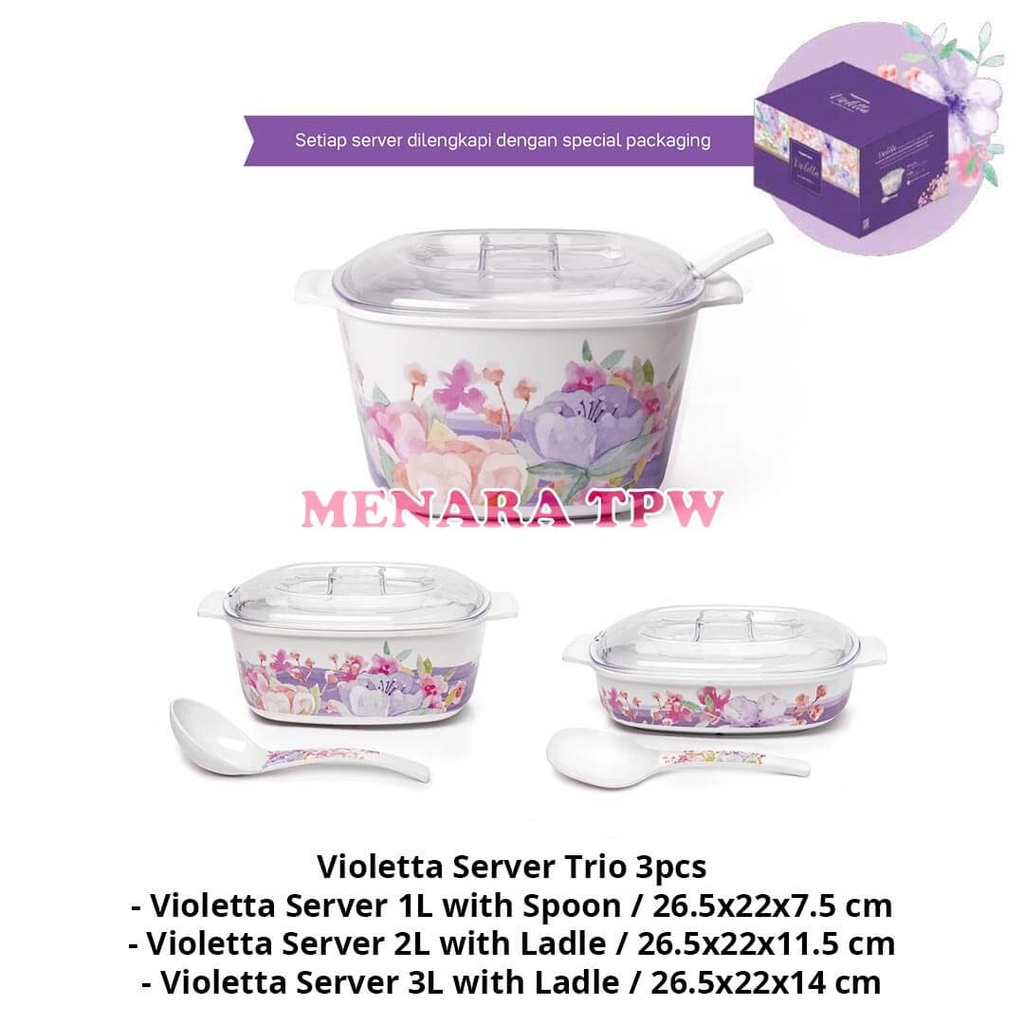 Melamine Violetta Server Trio Set
