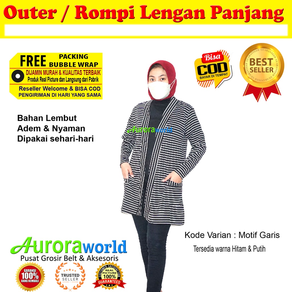 Auroraworld Outer / Rompi lengan panjang bahan lembut adem dan nyaman dipakai sehari hari bisa cod