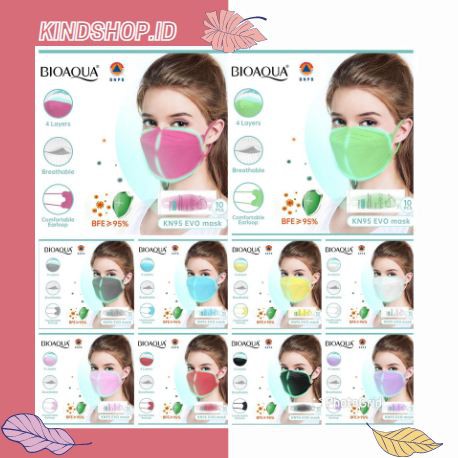 KINDSTORE❤ | BIOAQUA KN95 Masker Medis 4ply EVO Kesehatan Earloop protective anti virus 10pcs