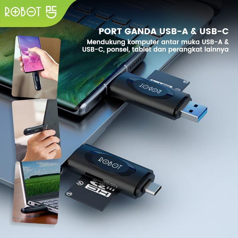 NA-Card Reader 2in1 OTG Robot CR302 USB 3.0 USB-C Micro SD