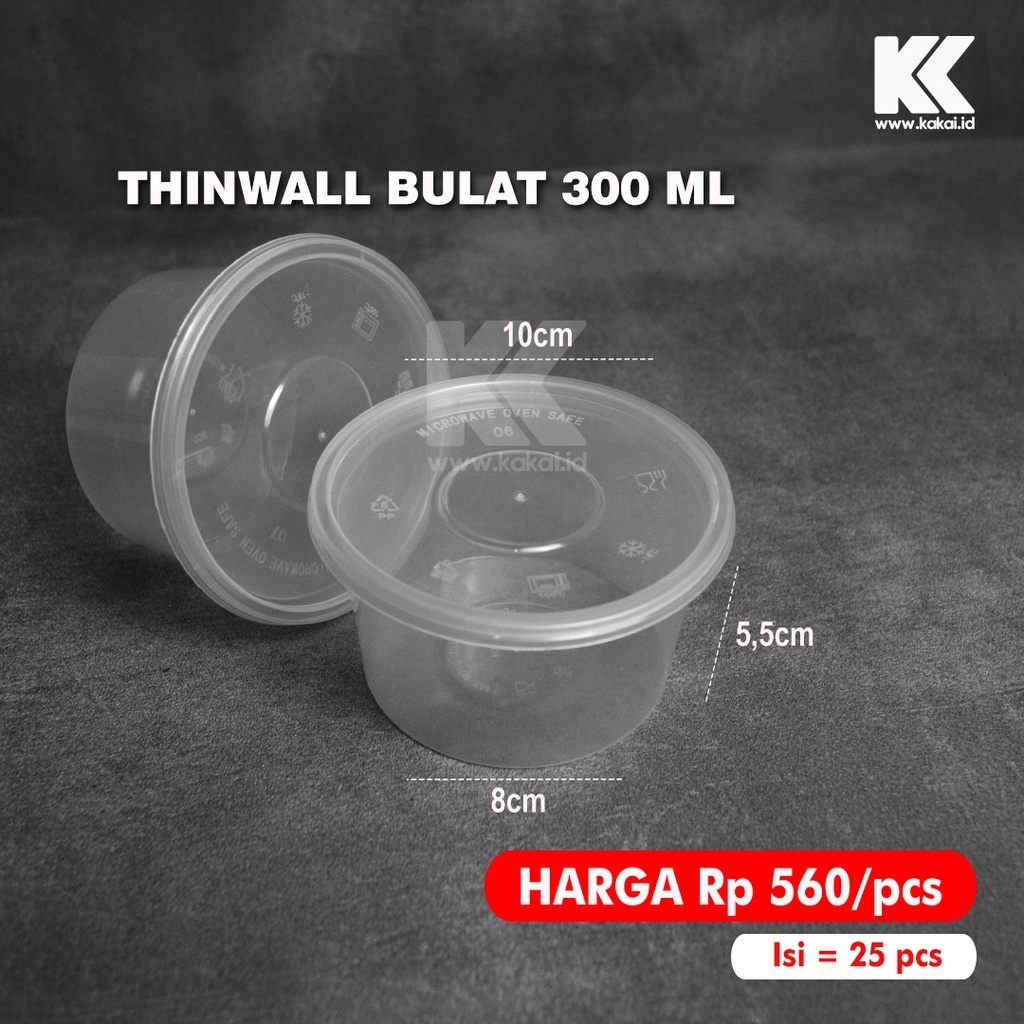 Thinwall Bulat / Food Container / Mangkok Plastik (300 ML) ISI 25PCS