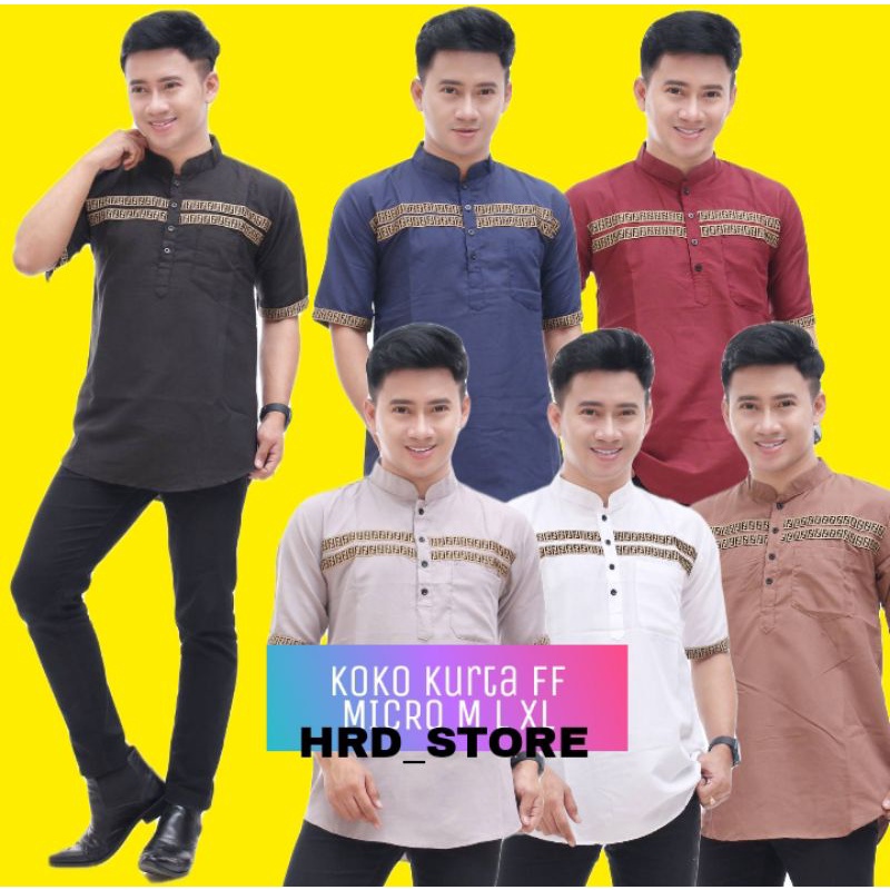 Baju Koko Kurta Dewasa Lengan Pendek M L XL Best Seller Koko Qurta Pakistan FF Matt katun adem tebal terbaru koko lebaran 2022 Hott Item kombinasi garis