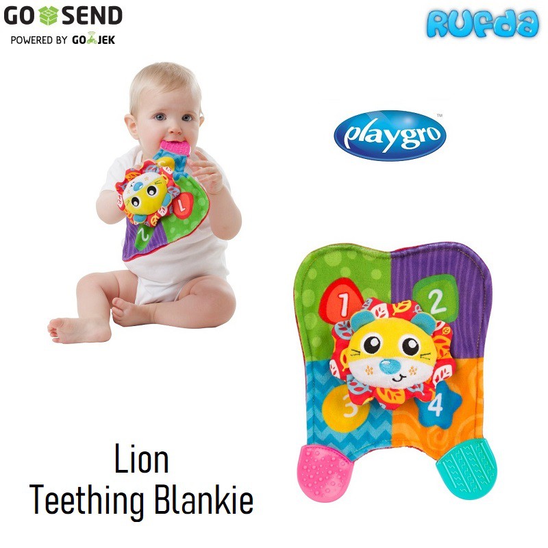 Playgro Lion Teething Blankie Gigitan Bayi Boneka Selimut