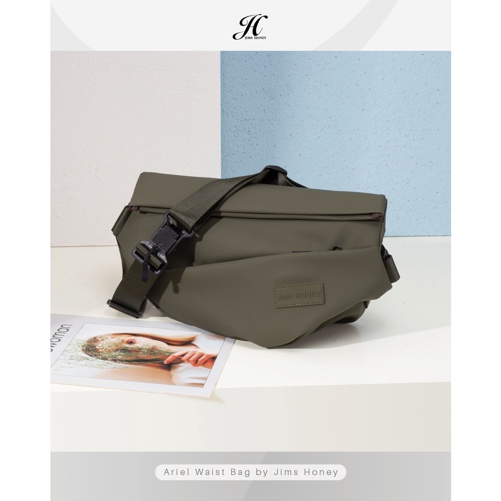 Alva Backpack Jimshoney Original Tas ransel pria wanita tas sekolah kerja anti air muat laptop cod-ARIEL WAISTBAG HIJAU