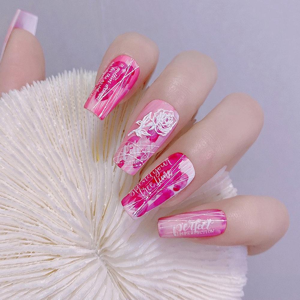 Mxbeauty Alfabet Inggris Stiker Kuku Wanita Putih Perekat Diri Sederhana DIY Dekorasi Nail Art