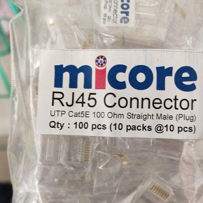 Connector RJ45 UTP/FTP Micore Cat5/Cat5e - 100 pcs