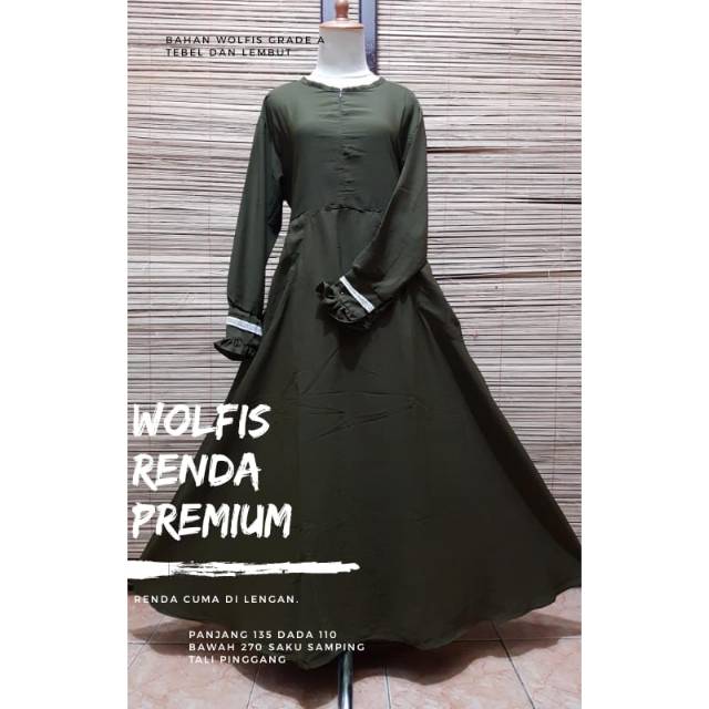 Gamis wolfis premium azalea renda/seragam/cod/gamis polos basic