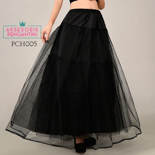 [BISA COD] ROK NGEMBANG PETTICOAT LOLITA PETIKUT PREMIUM HITAM PCH005