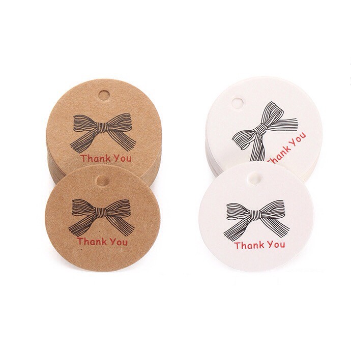 

Circular Round Kraft Thank You Paper Tag Label Kertas Coklat Putih Bulat