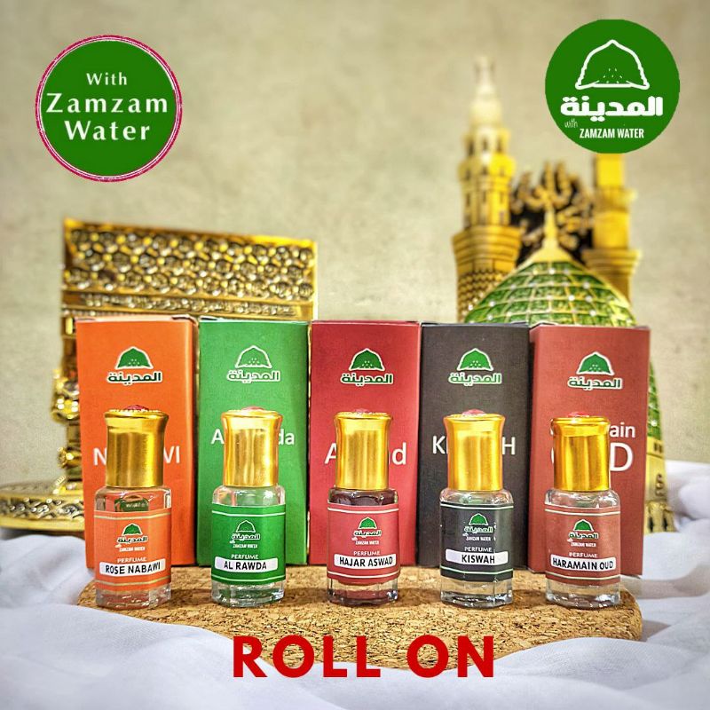 Parfum Roll On Al Madina Aroma Haramain Oud Kiswah Hajar Aswad Rose Nabawi Rawdah