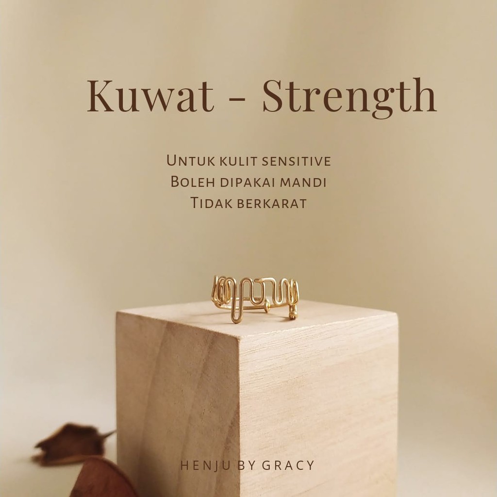 HENJU BY GRACY | Aksara Jawa Ring | Cincin Aksara Jawa Kuwat | Kuwat Strength | 4 Aksara | 14k Gold 