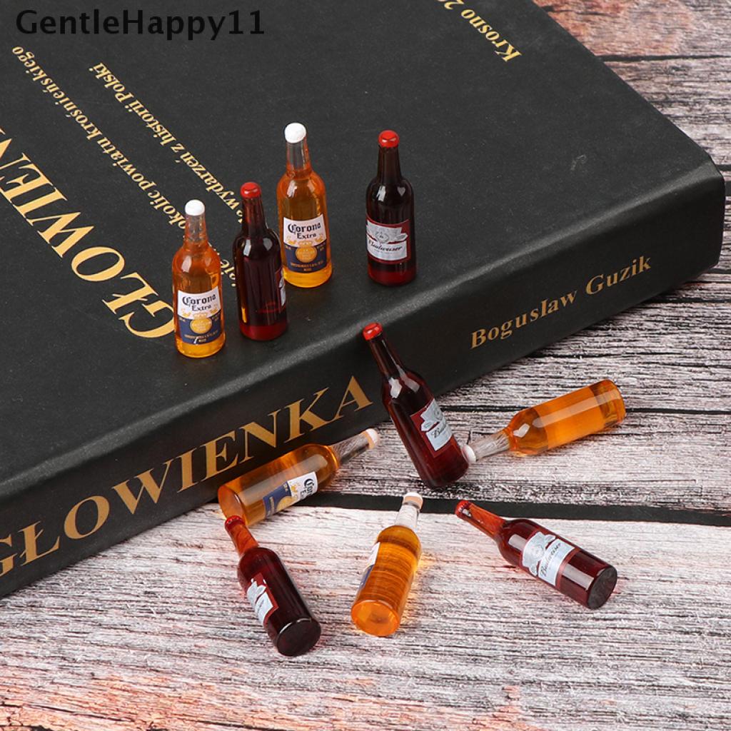 Gentlehappy 10pcs / Set Mainan Miniatur Botol Wine / Bir Skala 1: 12 Untuk Aksesoris Rumah Boneka