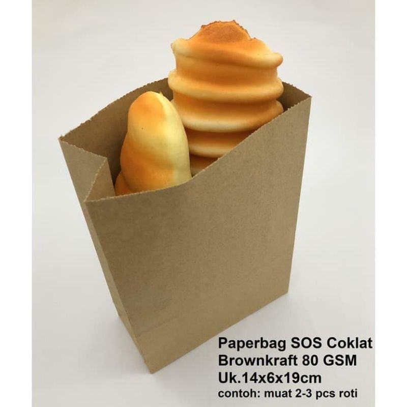 

100 PCS PAPER BAG KANTONG KERTAS 14x6x19 cm (M) COKLAT / ROTI, SOUVENIR