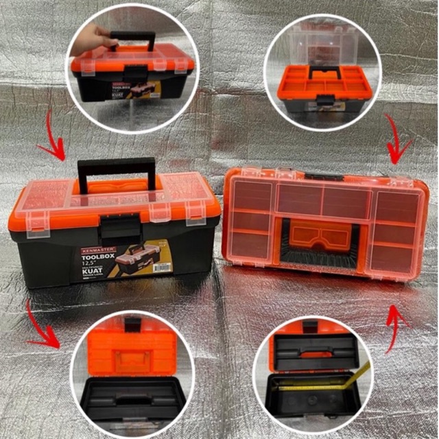 toolbox 12.5”inci kotak kunci perkakas kecil tool box tempat tools tas bok pvc plastik