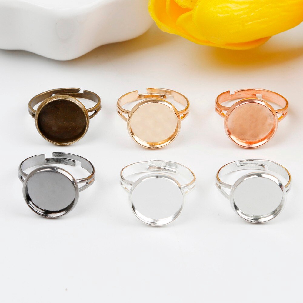 10pcs / Lot Cincin Kosong Adjustable Ukuran 12mm Untuk Membuat Perhiasan Diy