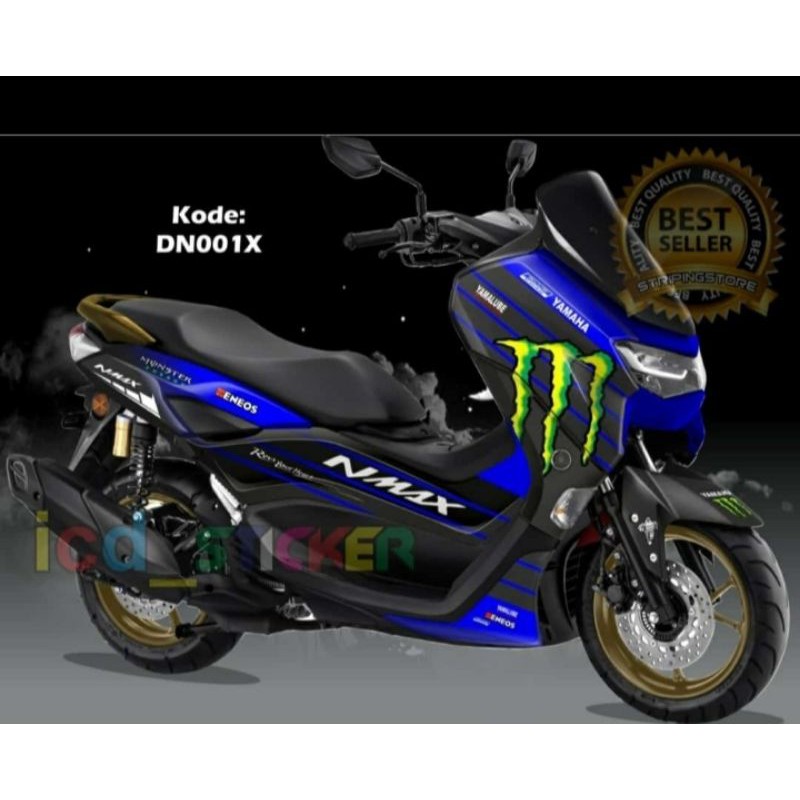 Decal new nmax 2020 variasi blue monster pilihan striping sticker dekal full wrap suka2