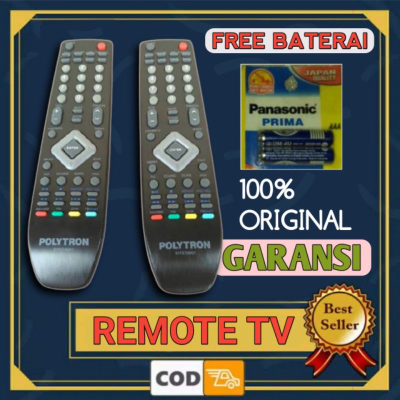 REMOTE CONTROL TV POLYTRON SLIM 21 INCH TV LED ASLI ORIGINAL POLYTRON GARANSI BISA COD