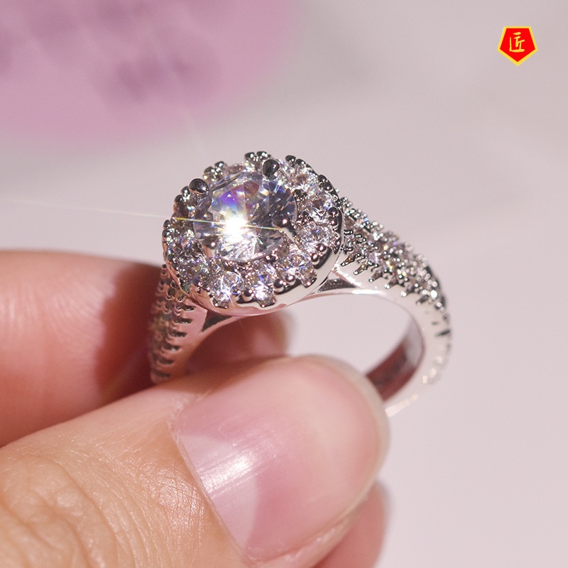 [Ready Stock]Micro-Inlaid round Moissanite Ring