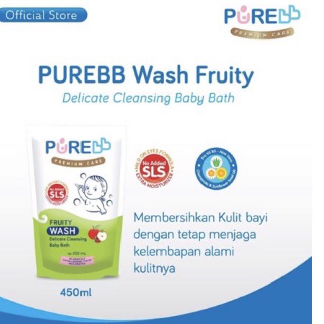 Pure Baby Bath Freshy Fruity Wash 450ml - Pure Sabun Mandi Bayi Anak Refill NO SLS Newborn Baby