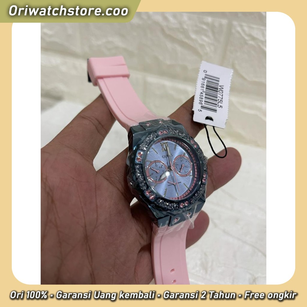 TERLARIS Jam Tangan Wanita Guess W0775L5 Original Strap Rubber Diamond Baterai size 39 mm